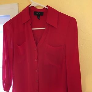 🍒BCX sheer red button down top🍒